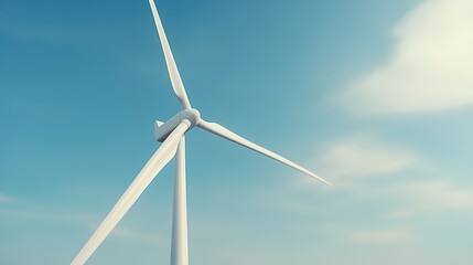 close-up of wind turbine blades connected to glossy hub fine details highlighted under soft lighting with blurred blue