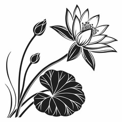 Lotus Blossom vector silhouette black design white background