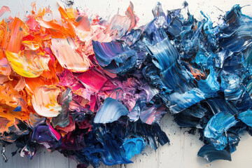 A vibrant, impasto oil painting showcasing a dynamic interplay of warm and cool colors, creating a powerful and expressive abstract composition.