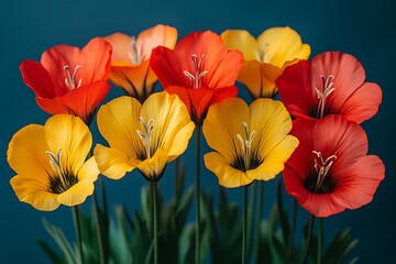 Obraz premium Vibrant Red and Yellow Flowers Bloom Together