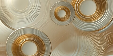 Circular patterns with concentric rings in soft metallic shades, gently fading into the background for an elegant effect