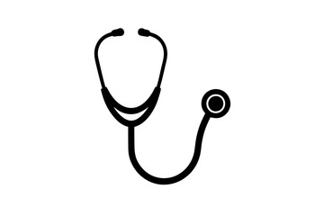 medical stethoscope icon, Stethoscope black silhouette vector 