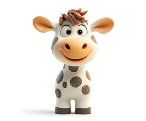 Adorable cartoon baby giraffe, isolated on white background. (1)