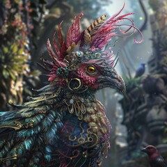 Obraz premium Cockatrice, detailed matte painting, deep color, fantastical, intricate detail, splash screen, complementary colors, fantasy concept art, 32k resolution trending