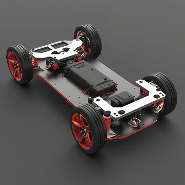 Electric Scotter chassis, to reveal the battery pack, motor, and other key elements, full view of a Scotter, vehicle illustration, Autodesk SolidWorks visualize, trending on vehicle design