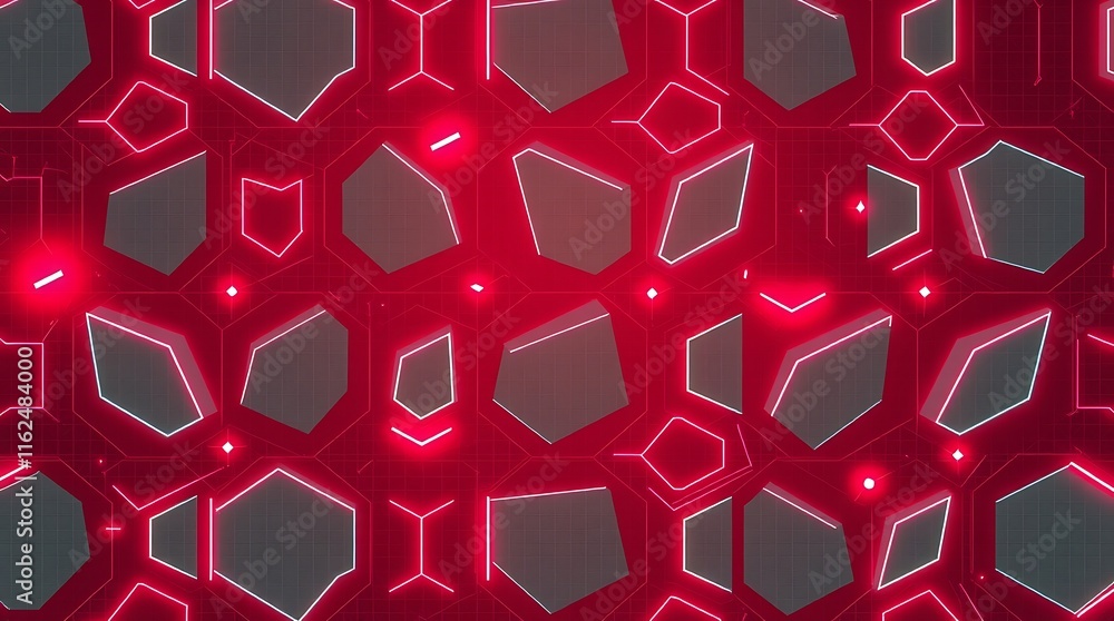 Aufkleber abstract red glowing geometric pattern: this mesmerizing abstract design features a captivating inte