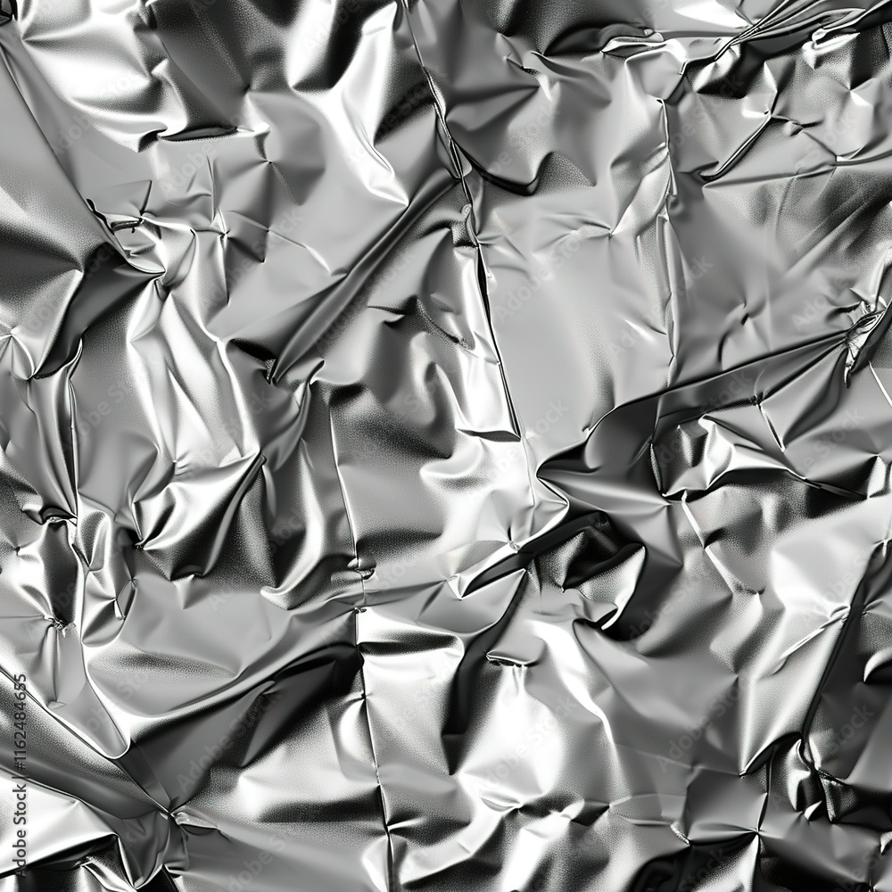 Poster monochrome trending background with wrapping metal paper. abstract 3d banner with pattern of silver 