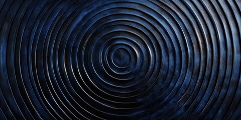 Elegant concentric circle patterns in deep navy, fading out into a blackened infinity with subtle metallic accents