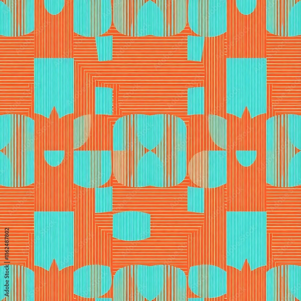Poster abstract geometric pattern: an eye-catching design featuring a vibrant orange background with a repe