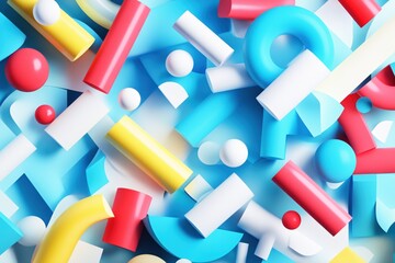 Fototapeta premium Colorful Abstract Shapes on a Blue Background for Modern Design and Creativity