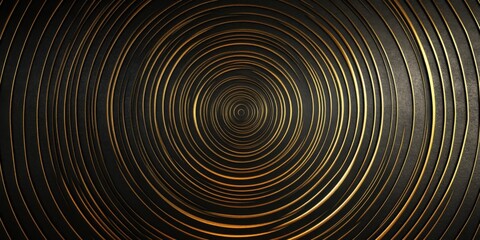 High-contrast concentric circle patterns in black and gold, fading out to infinite depth, evoking luxury and elegance