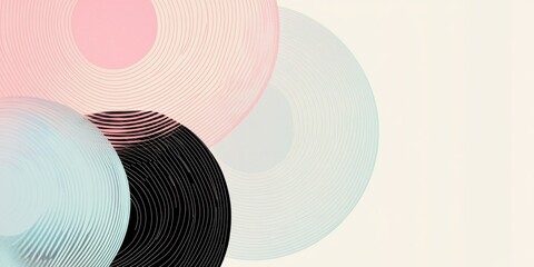 Minimalist concentric circle patterns in pastel hues, fading to black, evoking a sense of infinite depth and sophisticated elegance