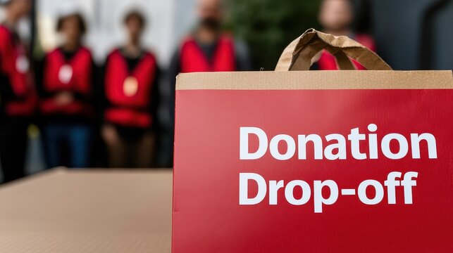 Donation Center Disaster Concept, Community Relief Center Donation Drop-off Banner for Reading Assistance and Charity Support Event