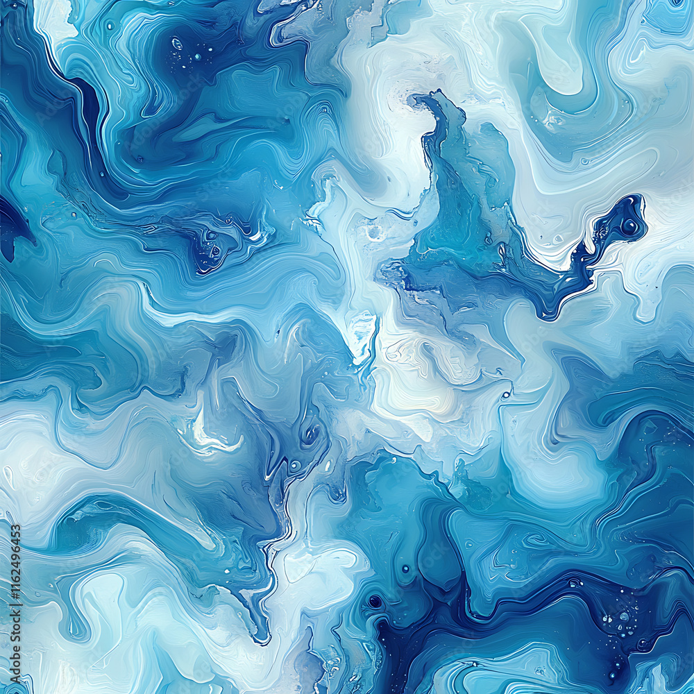 Aufkleber swirling blue and white abstract pattern resembling ocean waves, creating calming and serene atmosph