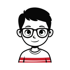 Cute Boy Watching Movie With Glasses Virtual Reality Cartoon Vector Icon Illustration. 