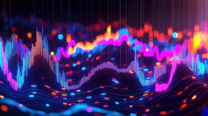 Vibrant Neon Stock Market Data Visualization