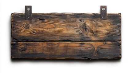 Rustic Wooden Sign on White Background