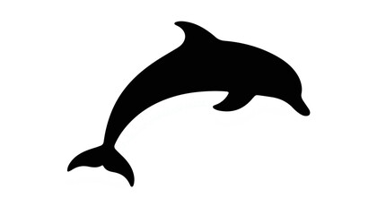 Fototapeta premium Dolphin silhouette leaping against a white background