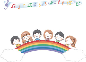 子供たちのフレーム(虹と音符
)