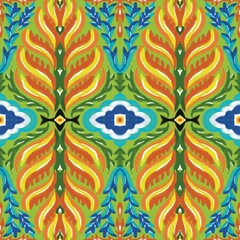 Geometric Ethnic Oriental Ikat Seamless Pattern Traditional Design for Background, Carpet, Wallpaper, Clothing, Wrapping, Batik, Fabric, Kebaya, JPEG Illustration. Embroidery Style.