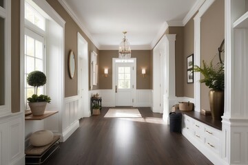 Classic Foyer Design With Floor Mounted Closed Storage