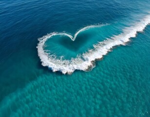 heart shaped wave of the sea water closeup shot