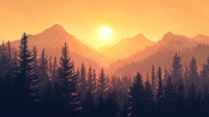 Obraz premium sunset in the mountains