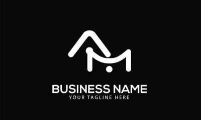 Alphabet AM or MA building monogram vector logo template