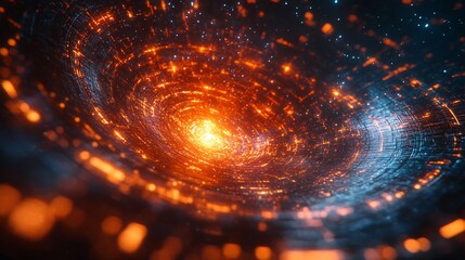 Abstract Cosmic Vortex: A Digital Universe of swirling energy and vibrant hues