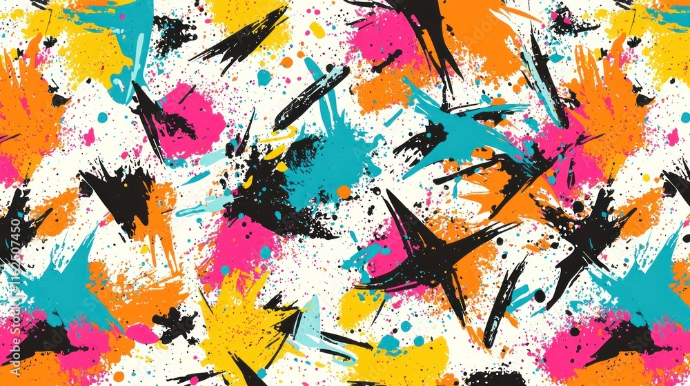 Poster abstract colorful splashes and brushstrokes pattern