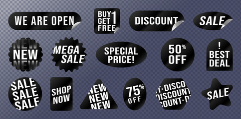 Sale Label Set, Discount, Special Price, Big Deal, Best Deal, Mega Sale, New Arrival, Price Cut, Vector Illustration Sticker Package, Shopping Template Banner.