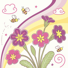Obraz premium Create a whimsical primrose flower pattern for playful and vibrant designs.