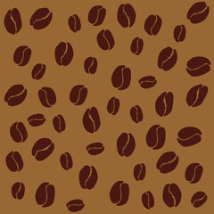 Pattern of Coffee Beans on Brown Background