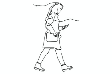 girl with a mobile phone one liner art