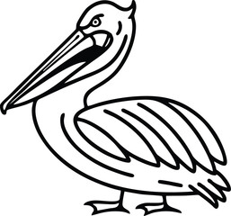 Pelican line vector illustration white background	