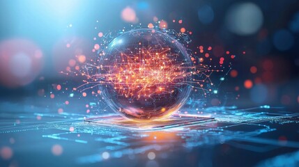 Dynamic energy sphere illuminating data connections digital environment futuristic concept abstract viewpoint