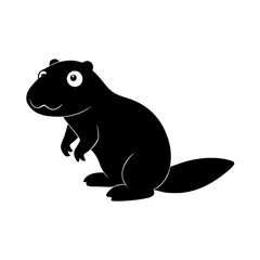 Beaver cartoon vector silhouette