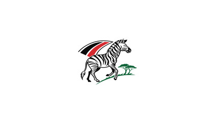 Minimalist White Zebra Logo with Bold Outline on Black Background