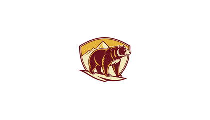Minimalist White Bear Logo with Bold Outline on Black Background