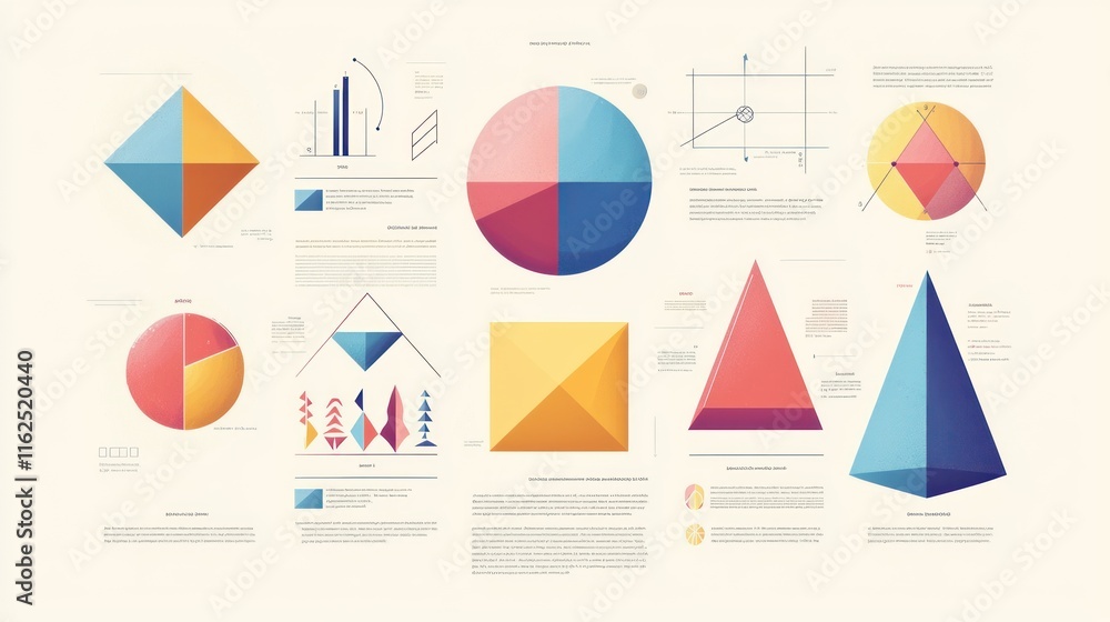 Poster geometric shapes data visualization abstract design