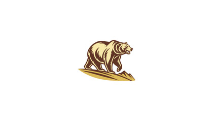 Minimalist White Bear Logo with White Outline on Black Background