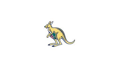 Minimalist White Kangaroo Logo with Bold Outline on Black Background