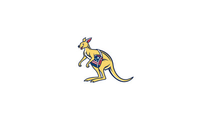 Minimalist White Kangaroo Logo Design with Bold Outline on Black Background