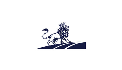 Minimalist White Lion Logo Design with Bold Outline on Black Background