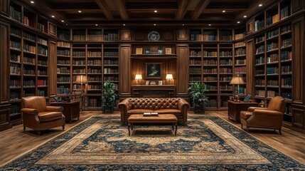 Opulent Library Interior: A Haven of Knowledge and Luxury