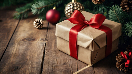 Festive New Year's decorations and pinecones beautifully arranged on a vibrant green background, evoking a natural holiday charm.