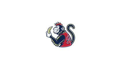 Minimalist White Monkey Logo with White Outline on Black Background