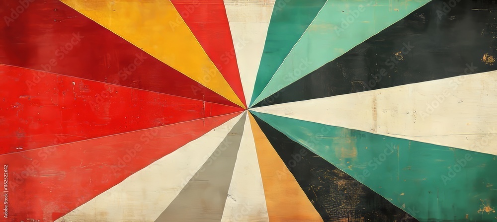 Poster retro color wheel design abstract geometric pattern with a vintage texture background