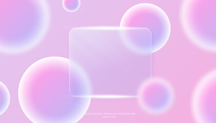 Pink Glassmorphism Background with Gradient Bubbles