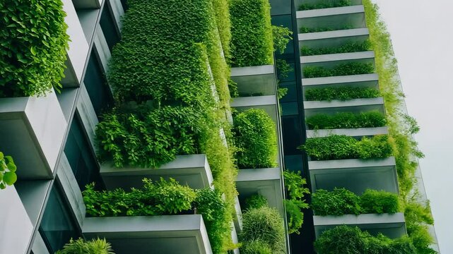 Urban living transformed with vertical gardens in a modern building